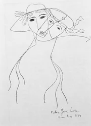 Dibujo para ilustrar uno de sus propios poemas, realizado en Buenos Aires