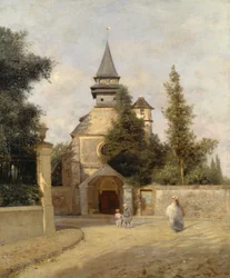 Niños fuera de la iglesia, por Federico Rossano (1835-1912)