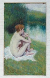 Después del baño, c.1886-90 (óleo sobre tabla)