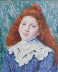 Muchacha con cuello blanco, c.1890 (óleo sobre lienzo)