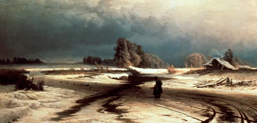 Deshielo de Fiódor Vasíliev (1850-1873), óleo sobre lienzo, 55x108 cm