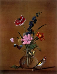 Ramo de flores con una mariposa