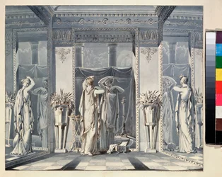 Dushenka admirándose en el espejo (historia de cupido y la psique)