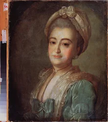 Retrato de la comtesse Elisabeth Lobanova Rostovskaya (Lobanova-Rostovskaya) (Lobanova-Rostovskaia) (Lobanova Rostovskaia) (?). Peinture de Fyodor (Fedor ou Fiodor) Stepanovich Rokotov (1735-1808), huile sur toile, vers. 1775. Art russe 18e siecle. Estado 