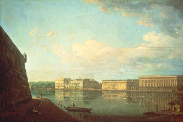 El terraplén del Palacio visto desde la Fortaleza de Pedro y Pablo, San Petersburgo