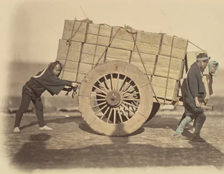 Shariki, o coolies empujando carretas, ca. 1860
