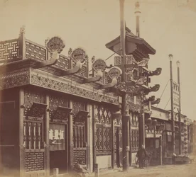 Tiendas y calle, ciudad china de Pekín, octubre de 1860