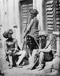 Oficiales sikh durante la Rebelión India, 1858