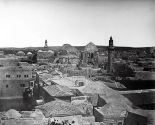 Vista de la Iglesia del Santo Sepulcro y la Piscina de Ezequías, Jerusalén, 1857