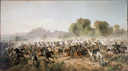 Carga de la caballería de Génova y Saboya en Volta Mantovana (óleo sobre lienzo)