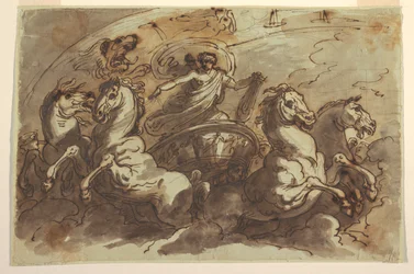 Apolo conduciendo el carro del sol, para la Sala de Apolo y Diana, Palazzo Bianchetti, Bolonia