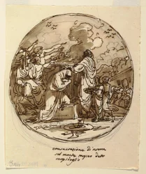 Diseño del Techo para la Consagración de Numa, Sala di Numa Pompilius, Palazzo Milzetti, Faenza