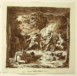 Diseño para telón de escenario: Apolo y Marsias, Palazzo Conti-Sinibaldi, Faenza