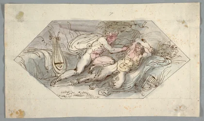 Dibujo, Apolo despelleja a Marsias, 1796-98