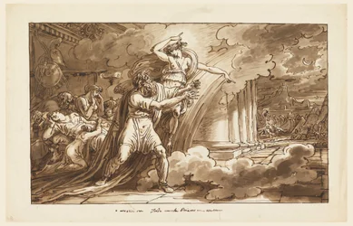 Dibujo, Iris anima a Príamo a mendigar el cuerpo de Héctor a Aquiles, 1810-20