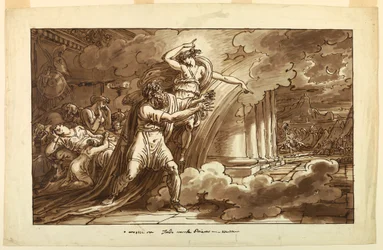 Dibujo, Iris anima a Príamo a mendigar el cuerpo de Héctor a Aquiles, 1810-20