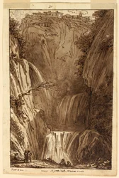 Dibujo, La gruta de la sirena en Tívoli, hacia 1813
