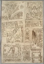 Cinco estudios de techo con grotescos; Madonna