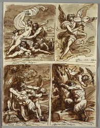 Glauco y Escila, estudio después de Agostino Carracci