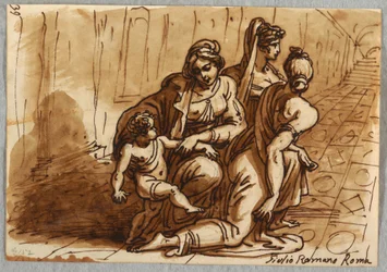 Grupo de figuras, estudio para la Donación, según Giulio Romano