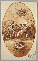 Hebe ofreciendo una bebida a Zeus