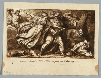 Hoja de un cuaderno de bocetos: Minerva ordena a Ulises hacer las paces con los pretendientes de Penélope