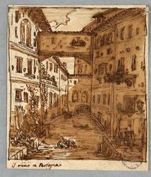 Página de cuaderno de bocetos: Estudio de Reno, Bolonia; Verso: Detalles arquitectónicos