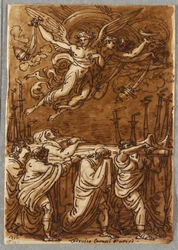 Los apóstoles llevando el cuerpo de la Virgen al sepulcro, estudio después de Lodovico Carracci