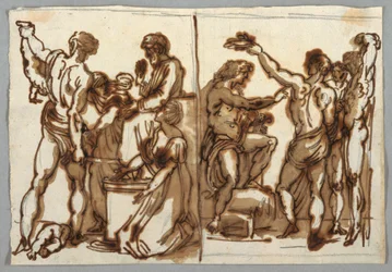 El juicio de Salomón; El desollamiento de Marsias