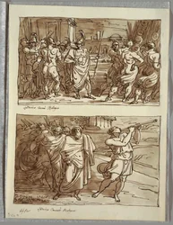 El orgullo de Rómulo: La burla del viejo capitán de Veii; Dos estudios después de Carracci