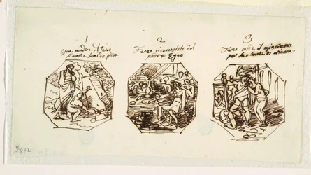 Tres Bocetos de Temas de Teseo, para la Sala di Teseo, Palazzo Gaddi, Forli