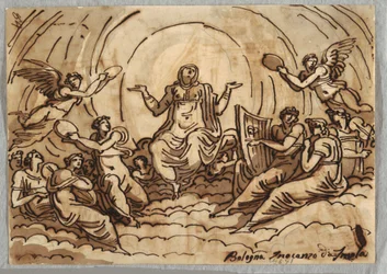 Virgen ascendiendo con concierto de ángeles