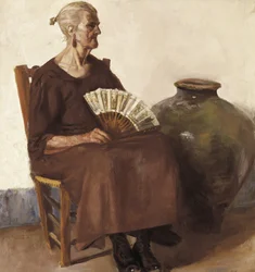 Mujer sentada, siglo XX (óleo sobre lienzo)