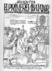 Martín de Ayala saluda a Francisco Pizarro y Diego de Almagro