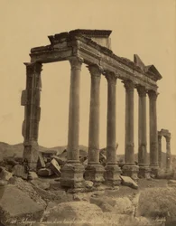 Columnata y restos del templo en Palmira, Siria