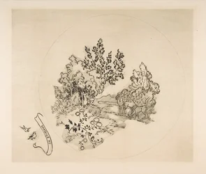 Decoración para un plato: Un arroyo, 1870