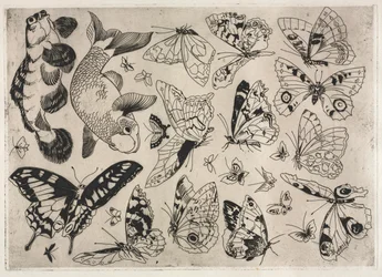 Servicio de cena Rousseau: Mariposas y Peces no. 16, 1866