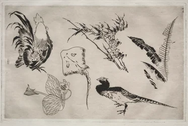 Servicio de cena Rousseau: Gallos, patines, plantas, etc. no. 9