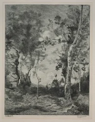 Paisaje, o El caballo blanco, después de Corot