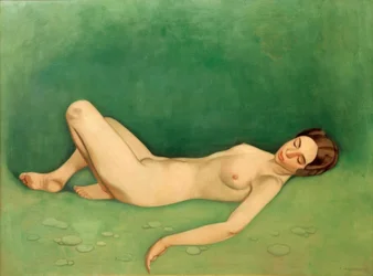 Bañista durmiendo (Mujer desnuda acostada durmiendo)