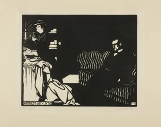 Preparándose para una Visita, placa ocho de Intimacies, 1898