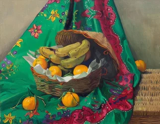 Cesta con mandarinas y plátanos. 1923