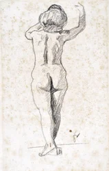 Nu de dos - Obra de Félix Vallotton (1865-1925), mina de plomo sobre papel (28x18 cm), principio del siglo XX - Musee de l