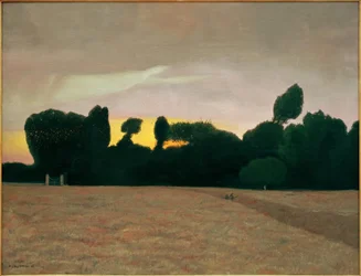 Paisaje de Normandía, puesta de sol