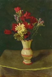 Margaritas amarillas, mantel amarillo, 1915