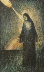 Una Mujer Iluminada por un Arcoíris