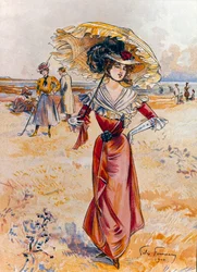 La elegante en la playa