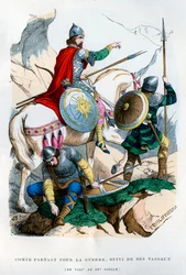 Conde franco partiendo a la guerra, siglo VIII-IX, 1882-1884
