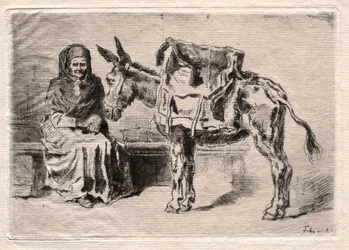 Mujer sentada con mula