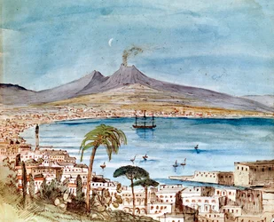 Acuarela del Monte Vesubio por Felix Mendelssohn de un libro de imágenes para su hijo Paul
